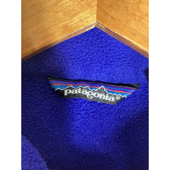 VINTAGE Patagonia Fleece Blue Made in USA Men's Large Distressed READ - Picture 7 of 16